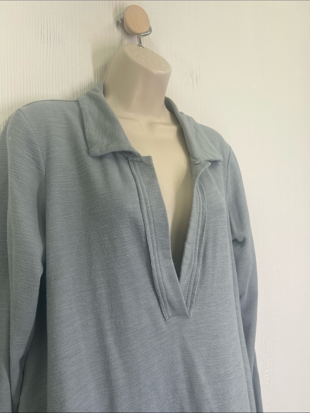 Free People - Free-est Cass Light Blue V Neck Long Sleeve Mini Dress Size Medium - Picture 4 of 10